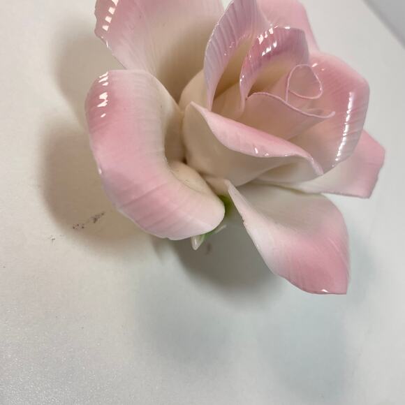 Florentine by L. Godinger & Co Pink Porcelain Rose Figurine No Cracks Vintage - Picture 7 of 8